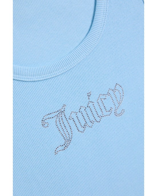 Juicy Couture Sky Blue Ribbed Diamante Racer Vest Μπλούζα