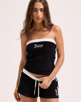 Juicy Couture Black Contrast Applique Terry Bandeau Τοπ