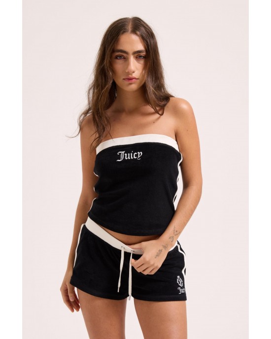 Juicy Couture Black Contrast Applique Terry Bandeau Τοπ