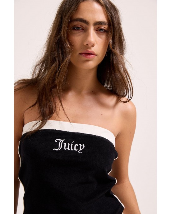 Juicy Couture Black Contrast Applique Terry Bandeau Τοπ