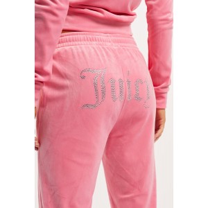 Juicy Couture Pink Lemonade Diamante Velour Παντελόνι Φόρμας