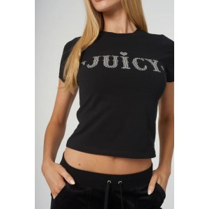 Juicy Couture Rodeo Black Diamante Fitted T-shirt Μπλούζα