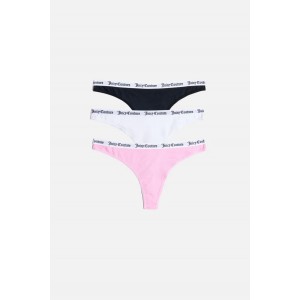 Juicy Couture Pack Of 3 Multi Cotton Branded Waisteband Thongs Juicy Couture Pack Of 3 Multi Cotton Branded Waisteband Thongs