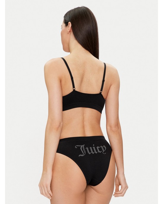 Juicy Couture Diamante Bralette & High Waist Leg Brief Black Σετ Εσωρούχων