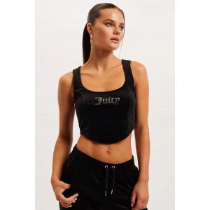 Juicy Couture Camina Classic Velour Diamante Corset Black Μπλούζα