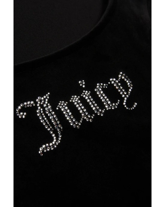 Juicy Couture Black Camina Classic Velour Diamante Corset Μπλούζα