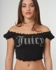 Juicy Couture Brodie Black Bardot Diamante Jersey Crop Μπλούζα
