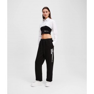 Karl Lagerfeld Slim-Fit Black Παντελόνι Φόρμας