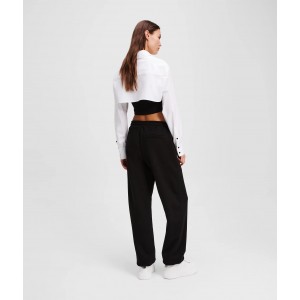 Karl Lagerfeld Slim-Fit Black Παντελόνι Φόρμας