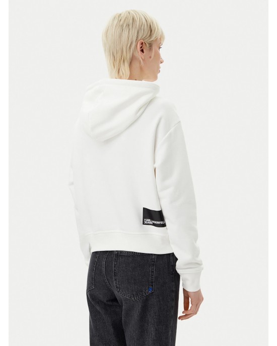 Karl Lagerfeld Logo White Φούτερ Με Κουκούλα Karl Lagerfeld Logo White Φούτερ Με Κουκούλα