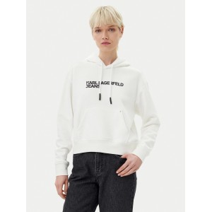 Karl Lagerfeld Logo White Φούτερ Με Κουκούλα