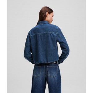 Karl Lagerfeld Boxy Denim Washed Dark Blue Πουκάμισο