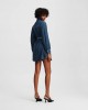 Karl Lagerfeld Puff-Sleeved Denim Washed Dark Blue Φόρεμα
