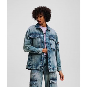 Karl Lagerfeld Utility Denim Tinted Visual Washed Blue Τζάκετ