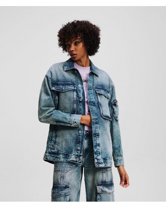 Karl Lagerfeld Utility Denim Tinted Visual Washed Blue Τζάκετ