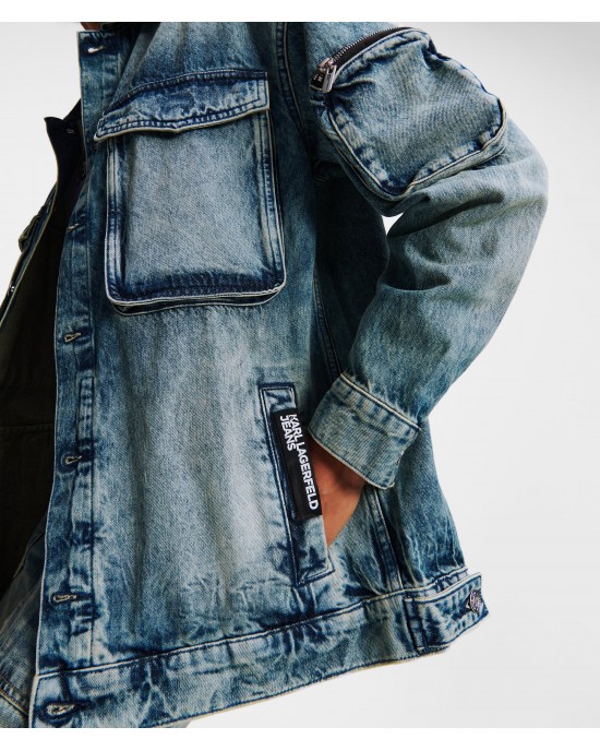 Karl Lagerfeld Utility Denim Tinted Visual Washed Blue Τζάκετ
