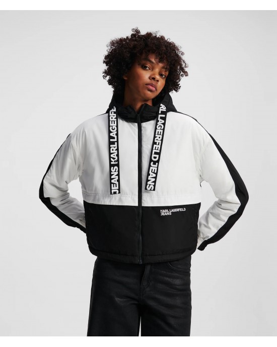 Karl Lagerfeld Blocked Padded Black/White Μπουφάν