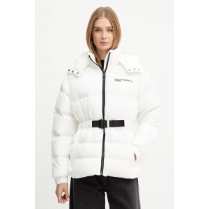 Karl Lagerfeld Belted Puffer White Μπουφάν