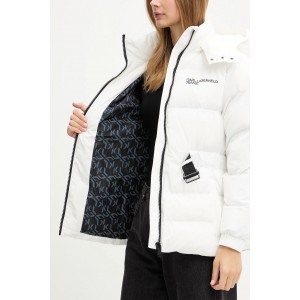 Karl Lagerfeld Belted Puffer White Μπουφάν