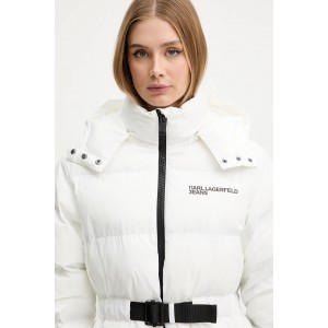 Karl Lagerfeld Belted Puffer White Μπουφάν