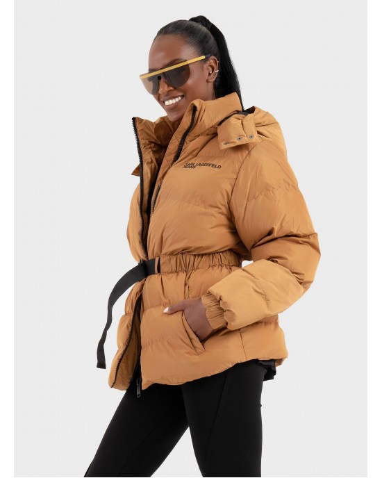 Karl Lagerfeld Belted Puffer Chipmunk Μπουφάν