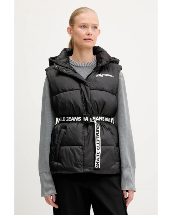Karl Lagerfeld Belted Puffer Vest Black Μπουφάν Karl Lagerfeld Belted Puffer Vest Black Μπουφάν