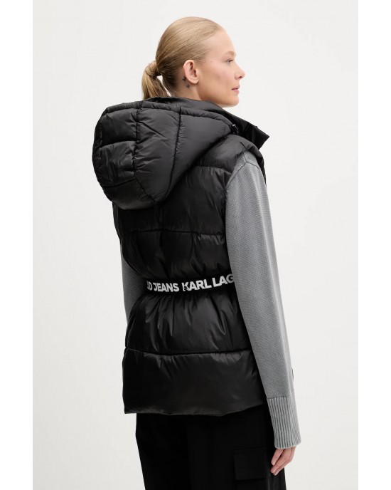 Karl Lagerfeld Belted Puffer Vest Black Μπουφάν Karl Lagerfeld Belted Puffer Vest Black Μπουφάν