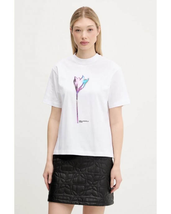 Karl Lagerfeld Floral Print T-Shirt White Μπλούζα