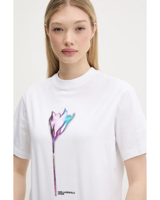 Karl Lagerfeld Floral Print T-Shirt White Μπλούζα