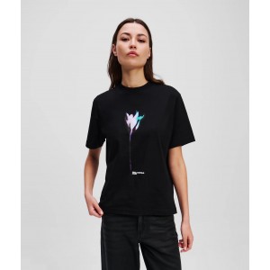 Karl Lagerfeld Floral Print T-Shirt  Black Μπλούζα