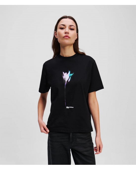 Karl Lagerfeld Floral Print T-Shirt Black Μπλούζα Karl Lagerfeld Floral Print T-Shirt Black Μπλούζα