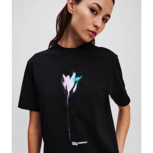 Karl Lagerfeld Floral Print T-Shirt  Black Μπλούζα