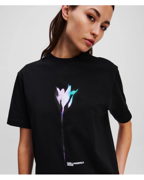 Karl Lagerfeld Floral Print T-Shirt Black Μπλούζα Karl Lagerfeld Floral Print T-Shirt Black Μπλούζα