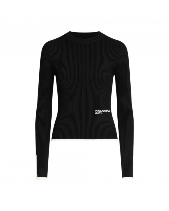 Karl Lagerfeld Black Ribbed Πουλόβερ Karl Lagerfeld Black Ribbed Πουλόβερ