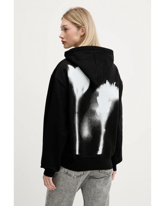 Karl Lagerfeld Relaxed Fit Flower Black Φούτερ Με Κουκούλα