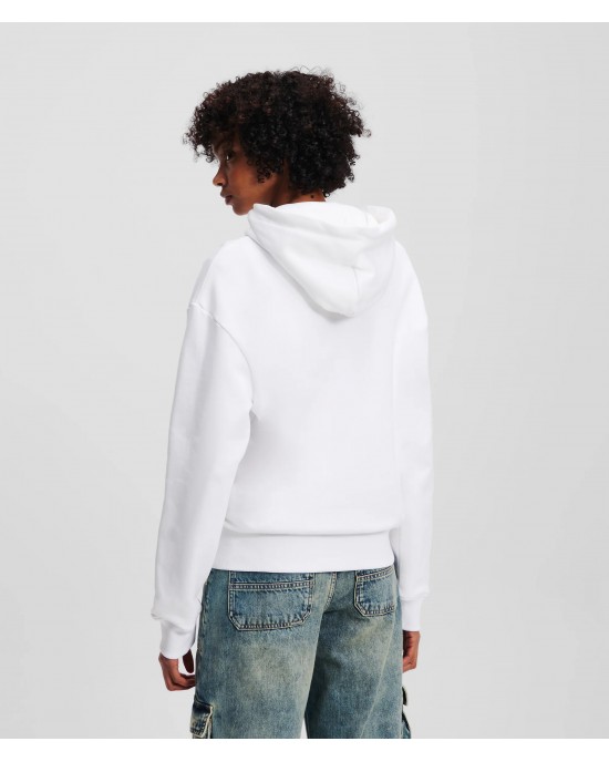 Karl Lagerfeld Karl Print White Φούτερ Με Κουκούλα
