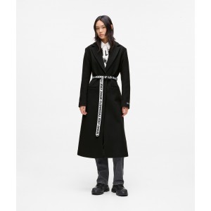 Karl Lagerfeld Logo Belted Black Παλτό