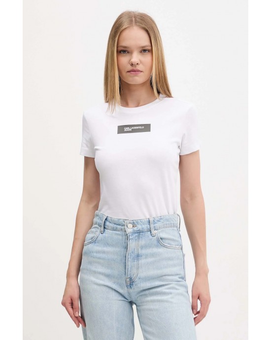 Karl Lagerfeld Reflective Logo T-shirt White Μπλούζα