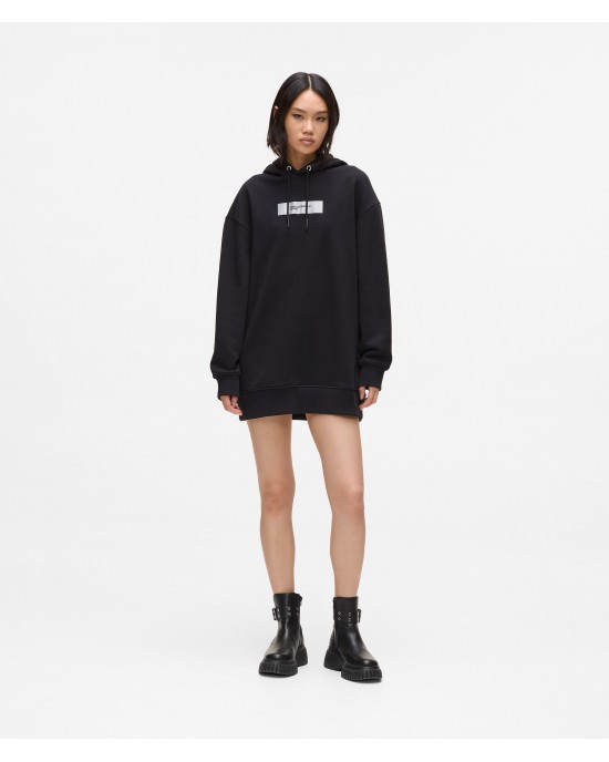 Karl Lagerfeld Oversized Logo Black Φούτερ Με Κουκούλα