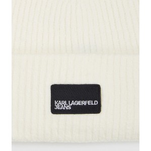 Karl Lagerfeld Logo Patch Long Off White Σκούφος