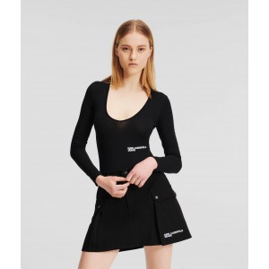 Karl Lagerfeld Long-Sleeved Bodysuit Black Μπλούζα