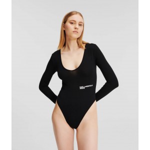 Karl Lagerfeld Long-Sleeved Bodysuit Black Μπλούζα