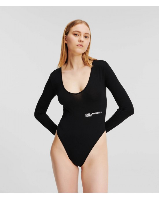 Karl Lagerfeld Long-Sleeved Bodysuit Black Μπλούζα