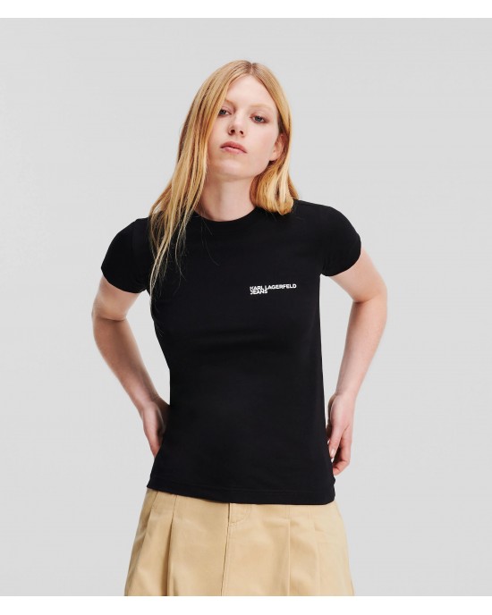 Karl Lagerfeld Logo Slim-Fit T-shirt Black Μπλούζα