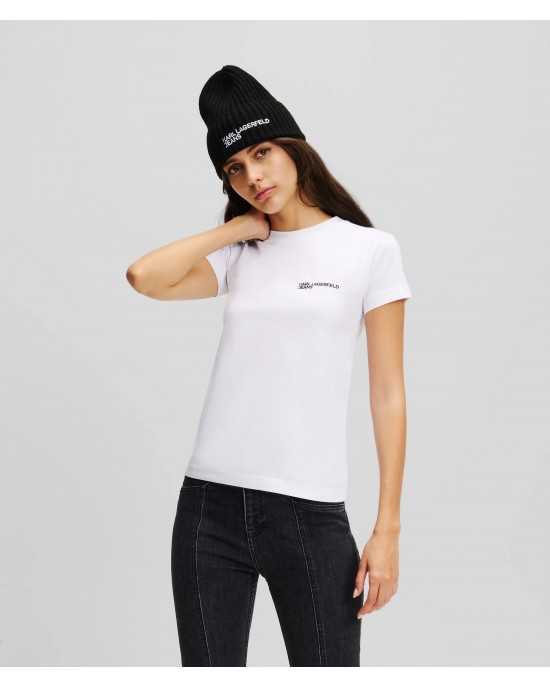 Karl Lagerfeld Logo Slim-Fit T-shirt White Μπλούζα