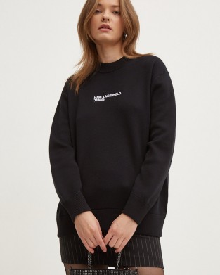 Karl Lagerfeld Relaxed Logo Black Πουλόβερ