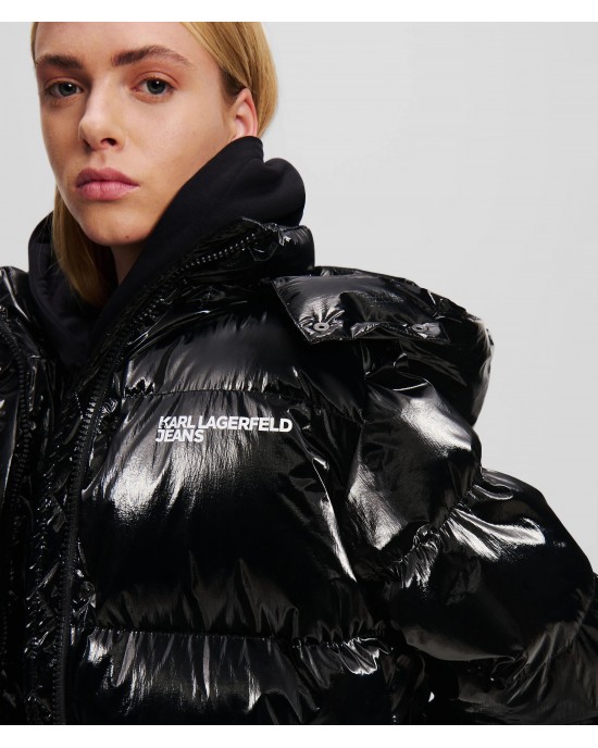 Karl Lagerfeld Pearlized Black Puffer Μπουφάν