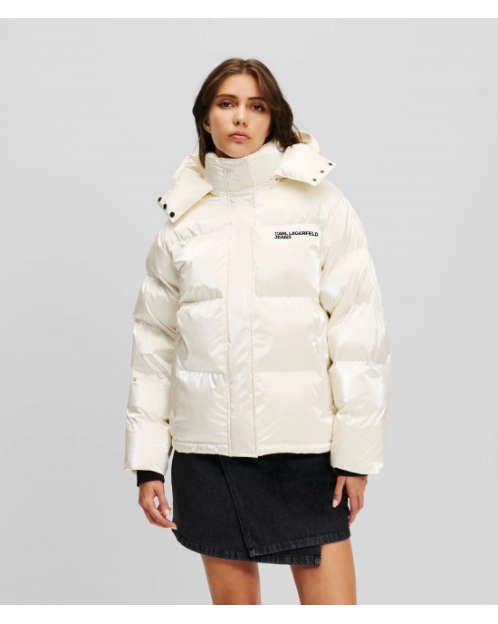 Karl Lagerfeld Pearlized Off-White Puffer Μπουφάν