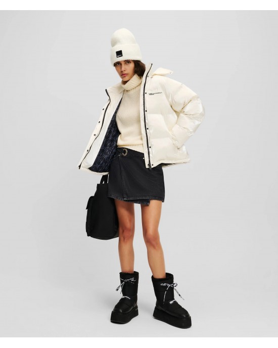 Karl Lagerfeld Pearlized Off-White Puffer Μπουφάν