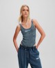 Karl Lagerfeld Ribbed Acid-Washed Body Blue Indigo Μπλούζα